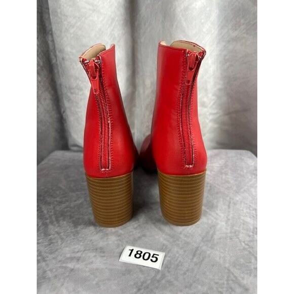 Journee Collection Womens Kayden Red Booties Shoes 8 Medium (B,M) BHFO 1341 - Picture 4 of 7
